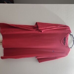 Men's Red V-Neck Shirt - Casual Short Sleeve